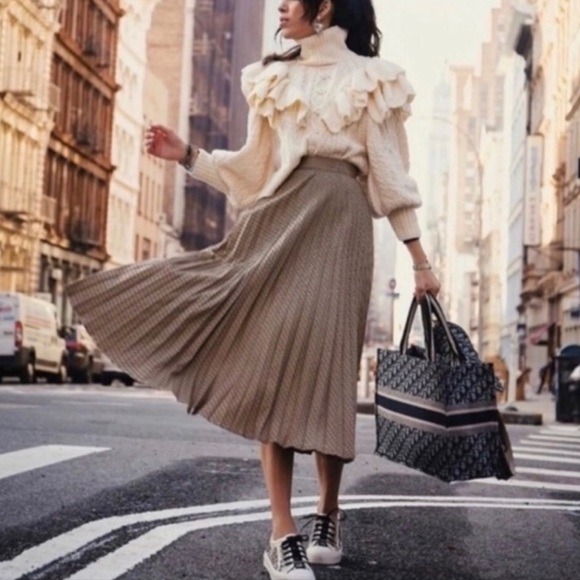 Zara Pleated Midi Skirt - Picture 1 of 11